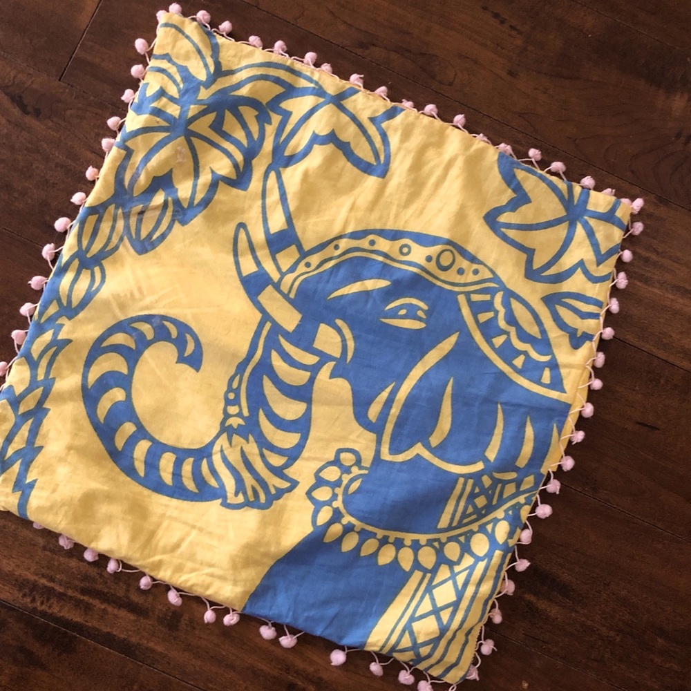 Elephant pillow cover with Pom poms